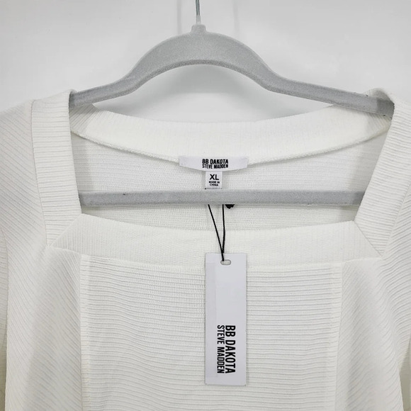 BB DAKOTA By Steve Madden Optic White Ribbed Long Sleeve Top SIZE US XL NWT NEW - Picture 3 of 15